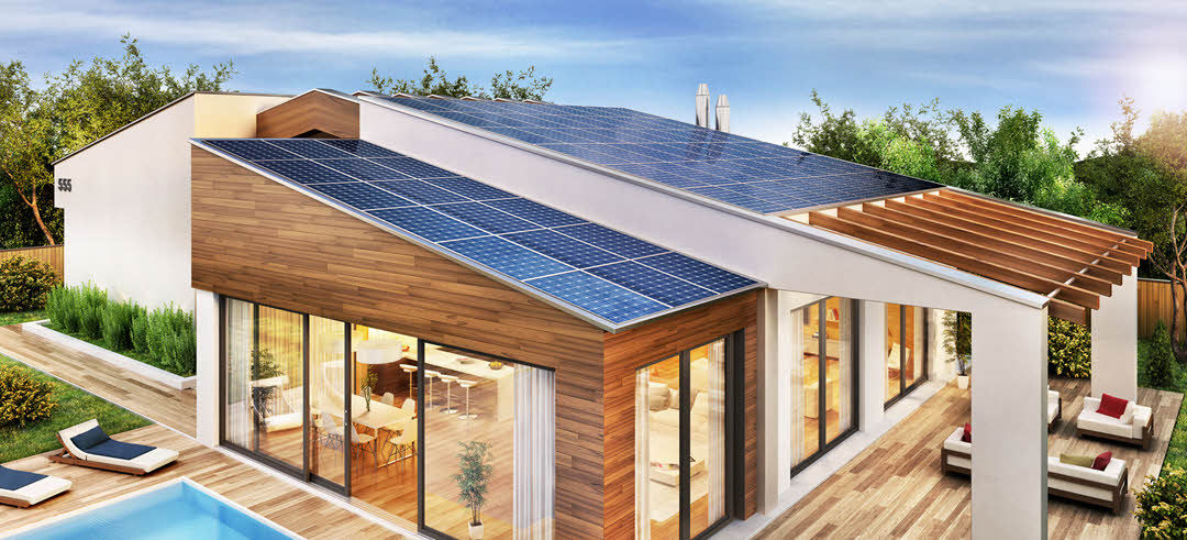 Energy Efficient Home Design Concept - Solar Energy Roof